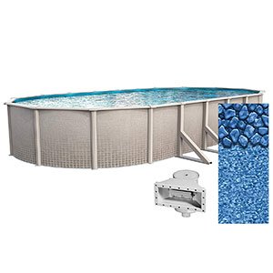 Lake Effect 12 Foot by 24 Foot Oval Impressions Above Ground Swimming Pool