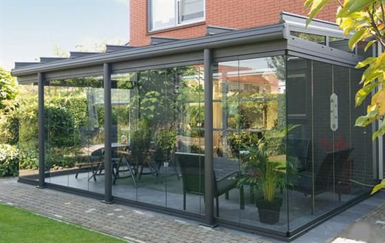 Patio with Green Awning