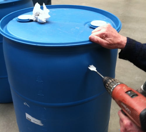 Drill the Hole in Rain Barrel