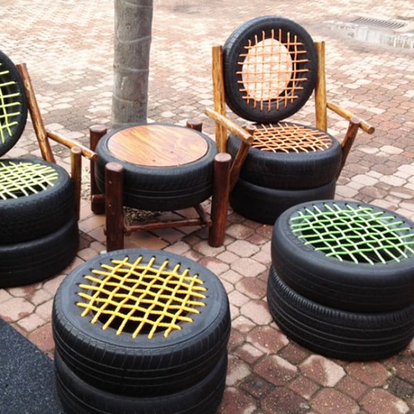 Use of Old Tyres as Chairs