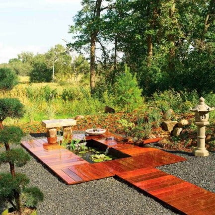 Garden with Deck and Pond