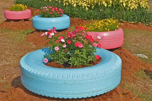 Pastel Tire Planters