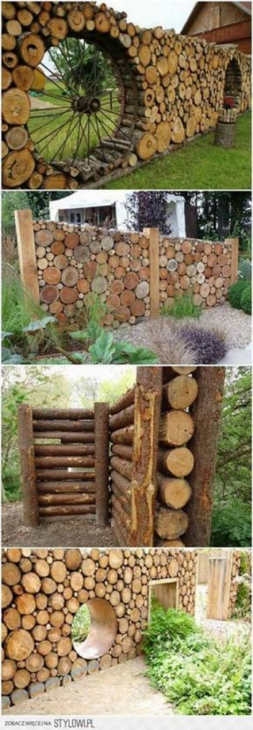 Wooden Log Fence and Gate