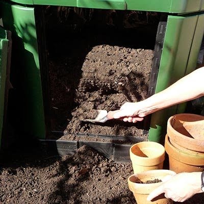 Taking out compost from Aerobin 400 Composter