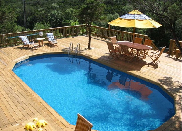 An Enclosed Pool with A Deck