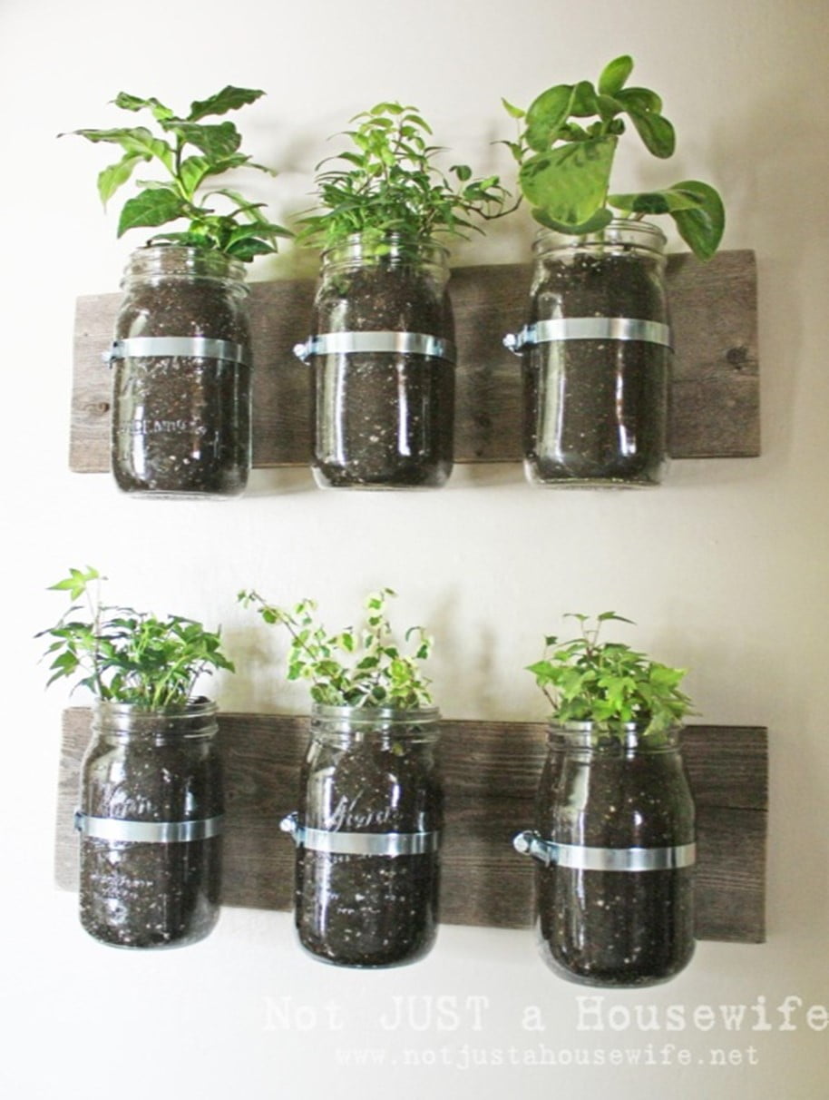 Jar Bottle Fence Planter Idea