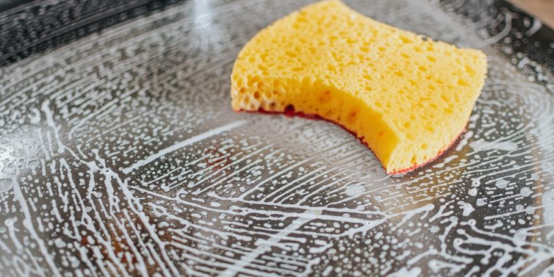 yellow powder on clear glass bowl