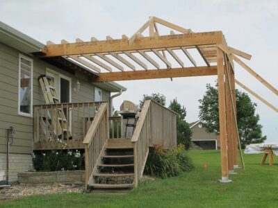 A patio roof construction