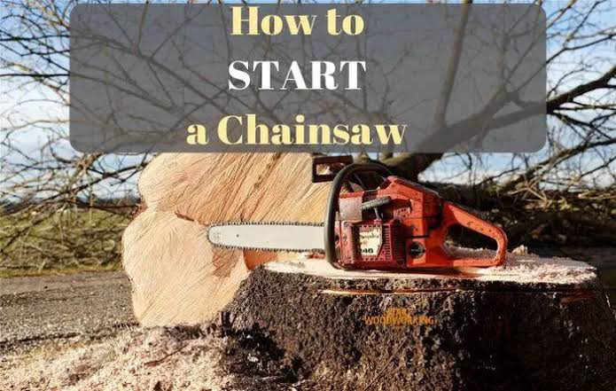 A step-by-step guide on starting a chainsaw: Preparing the Chainsaw.