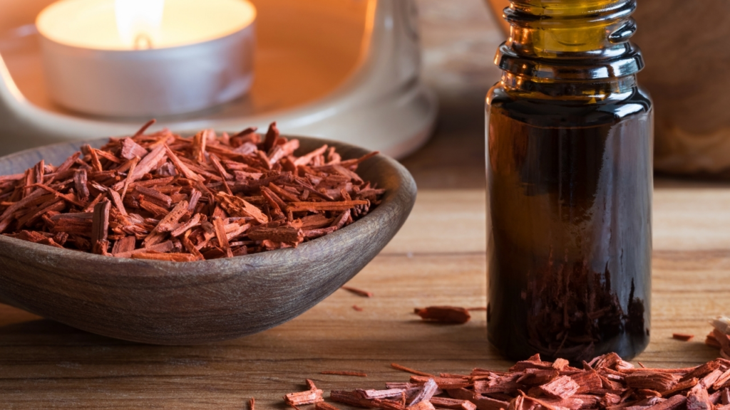 A bottle of Sandalwood oil